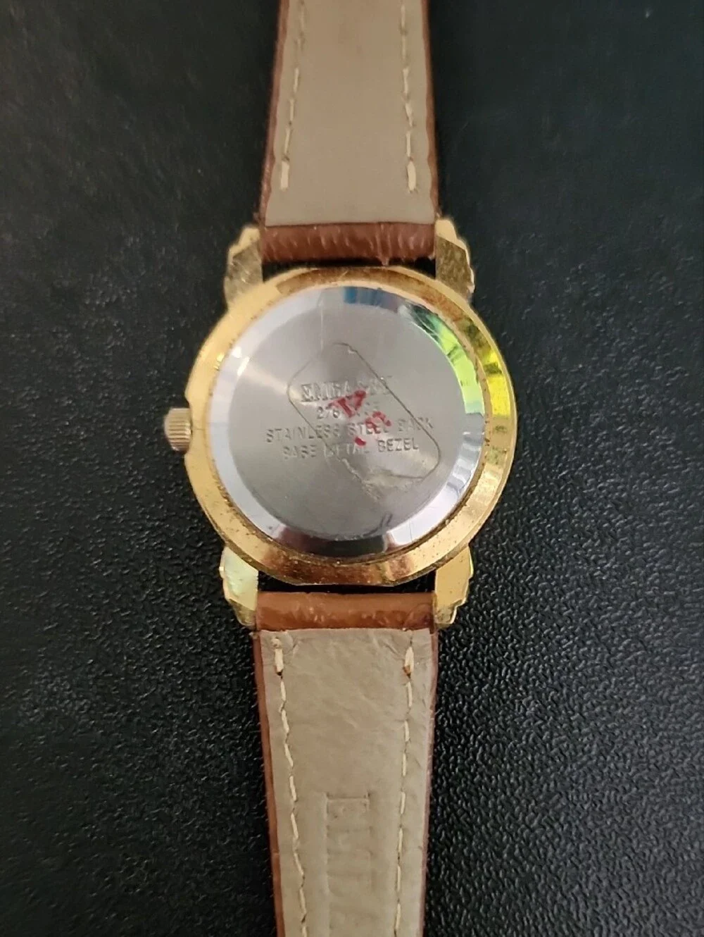 Embassy Women's Brown Leather Strap Gold-Tone Watch